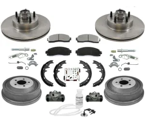 01-02 Sport Trac Rear Wheel Drive Brake Disc Rotors & Ceram Pads Drums Shoes 12p