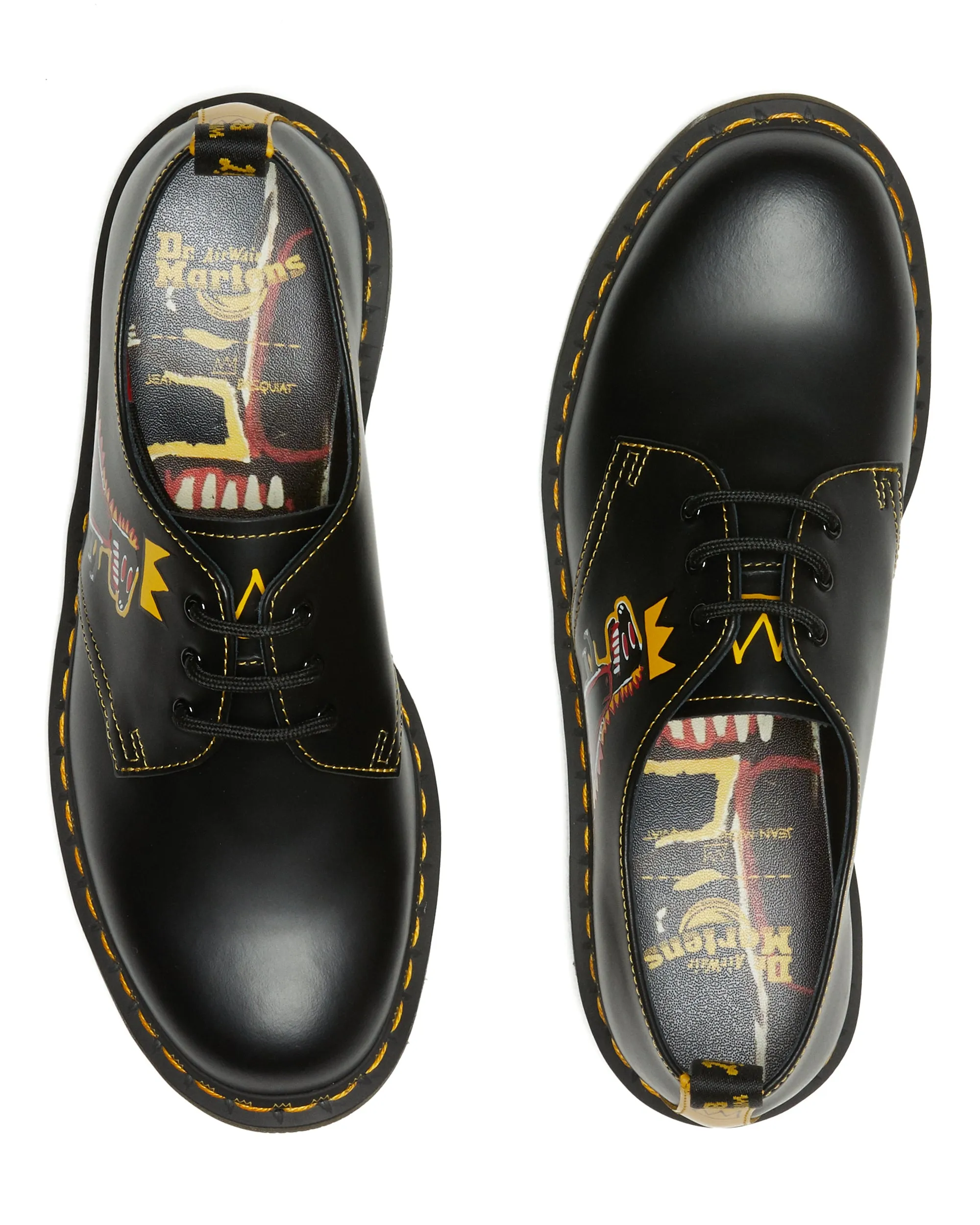 1461 Basquiat II Black DMS Yellow Pez Smooth Leather Oxford Shoes