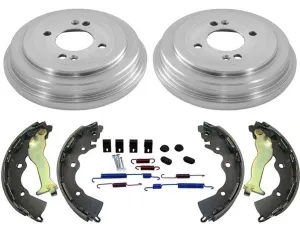 (2) Brake Drums Shoes & Brake Springs For 06-11 Kia Rio & 07-11 Hyundai Accent