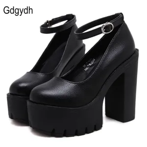 2020 new spring autumn casual high-heeled shoes sexy platform pumps Black White Size 42