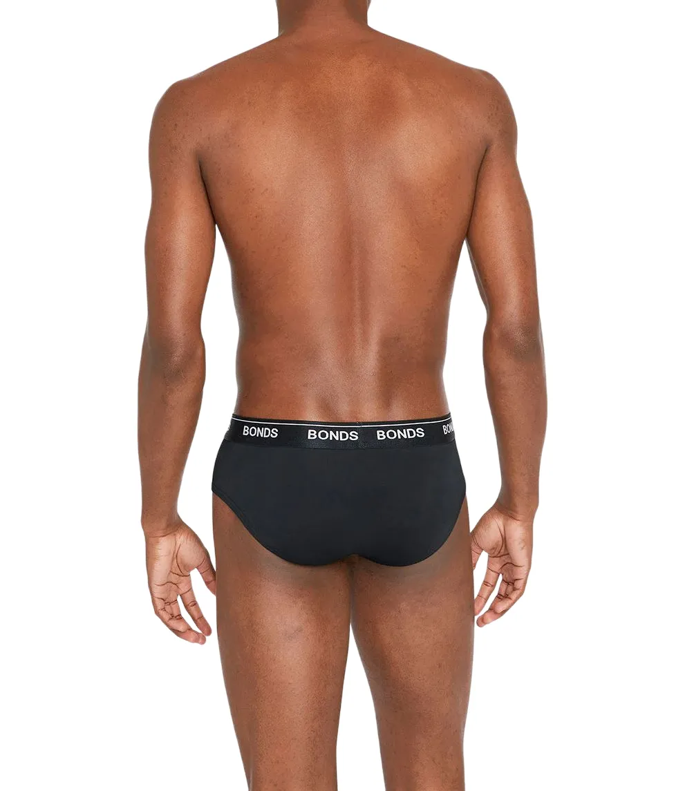 3 x Bonds Mens Guyfront Microfibre Brief Black Underwear