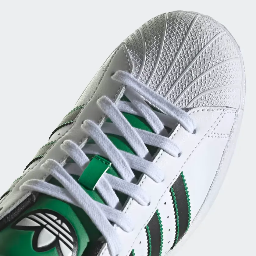 Adidas Men's Superstar Shoes - Cloud White / Core Black / Green