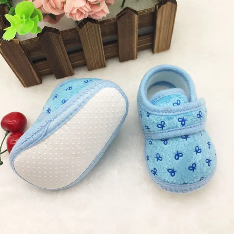 Baby Girls Casual Comforty Crib Bowknot Hook Loop Cotton Shoes First Walkers