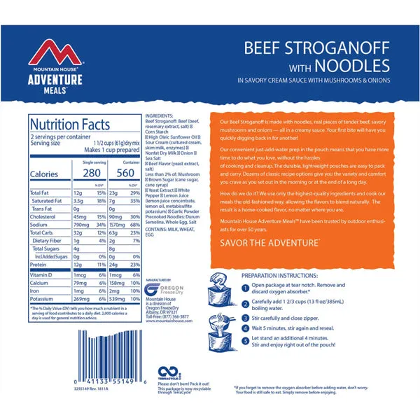 Beef Stroganoff w/ Noodles (2 Servings)