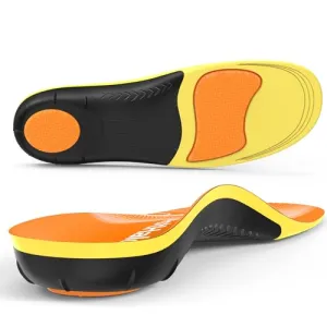 BestHalo Plantar Fasciitis Insoles - High Arch Support Inserts, Gel Cushion, Relief for Flat Feet - 220  lbs Orthotics Insoles Ideal for Work Boots (Orange, Men 7-8.5 | Women 8-9.5)