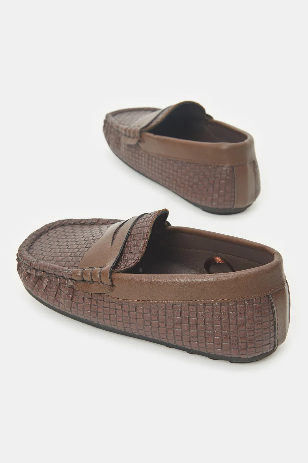 Boys Brown Slip On Moccasin