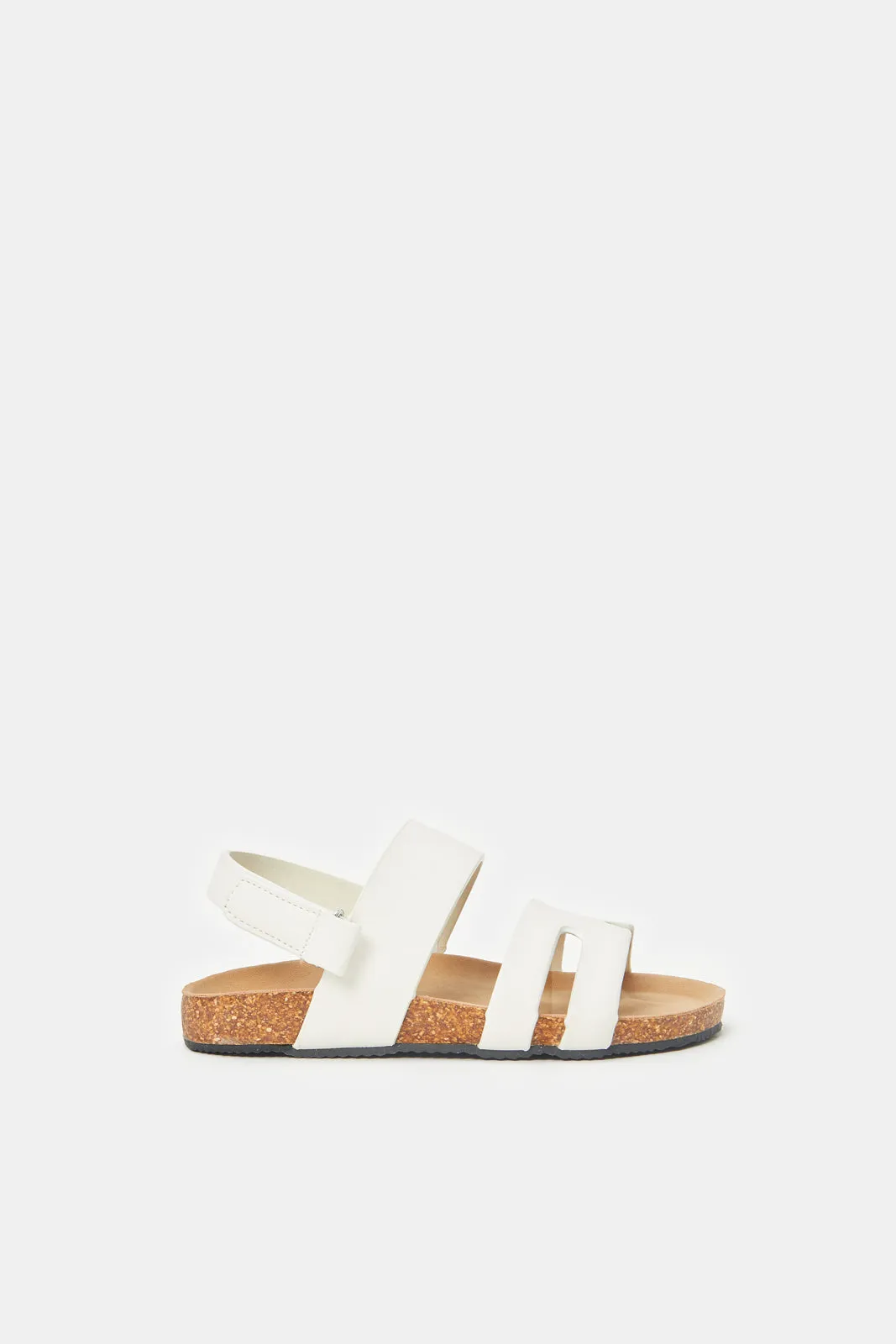 Boys White H Strap Sandal With Backstrap