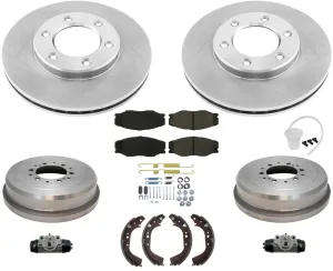 Brake Disc Rotors Pads Drums For 1993-1998 Toyota T100 Rear Wheel Drive 1/2 Ton