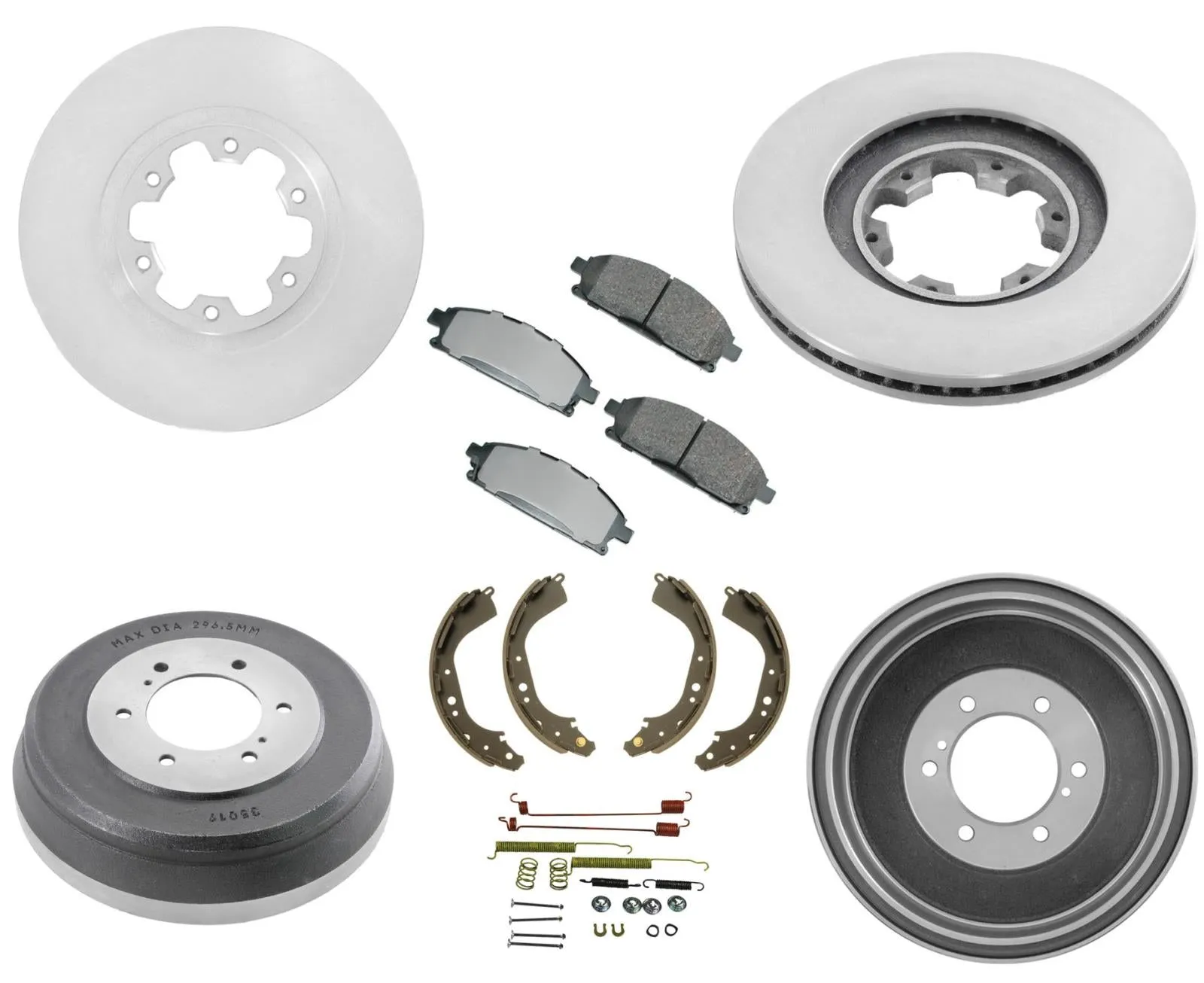 Brake Kit w/ Rotors Ceramic Pads Drums Shoes & Springs for 99-03 Infiniti QX4