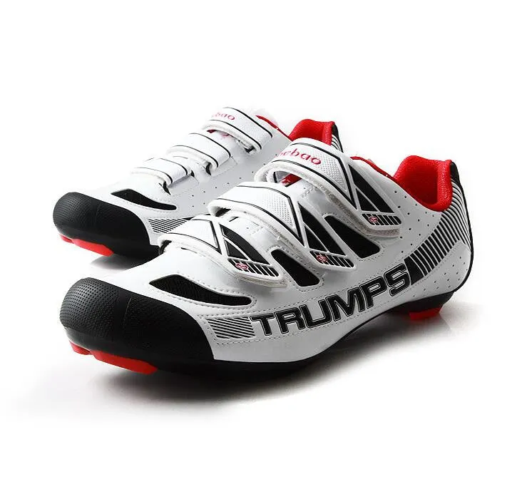 Breathable White Road Bike Racing Shoes