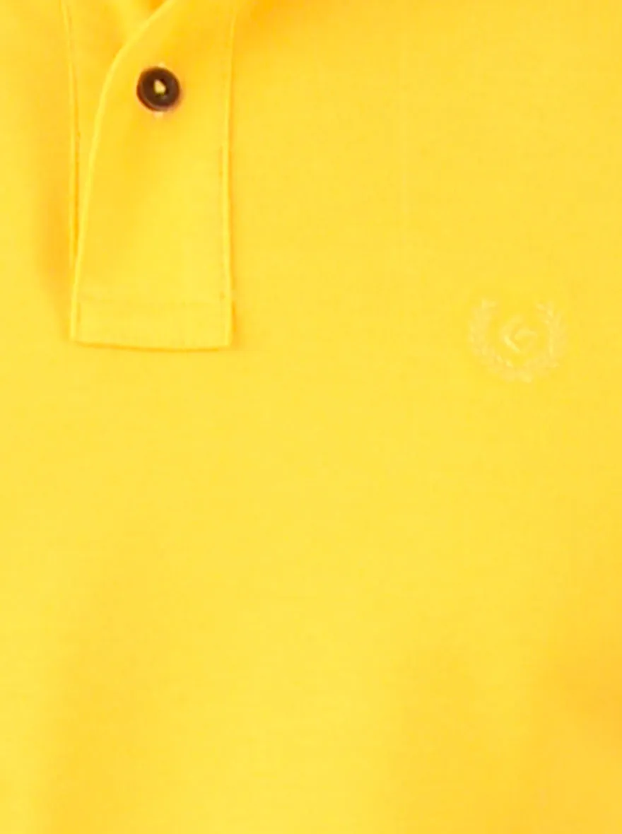 Bright Yellow Solid Slim Fit Polo T-shirt | Greenfibre