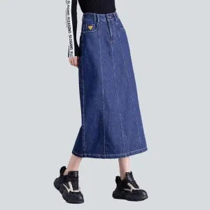 Casual long denim skirt