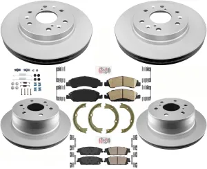 Coated Brake Disc Rotors Ceramic Pads Parking Shoes For Silverado 1500 14-18