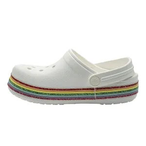 Crocs Classic Glitter Clogs Sandals White Colour For Kids