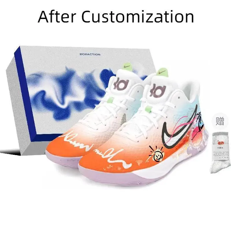 【Customize】Nike KD Trey 5 IX Vintage Basketball Shoes Men Low-top White/orange Sneakers shoes DJ6922-100