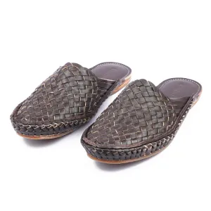 Dark Brown Handstitched Leather Kolhapuri Men Shoes