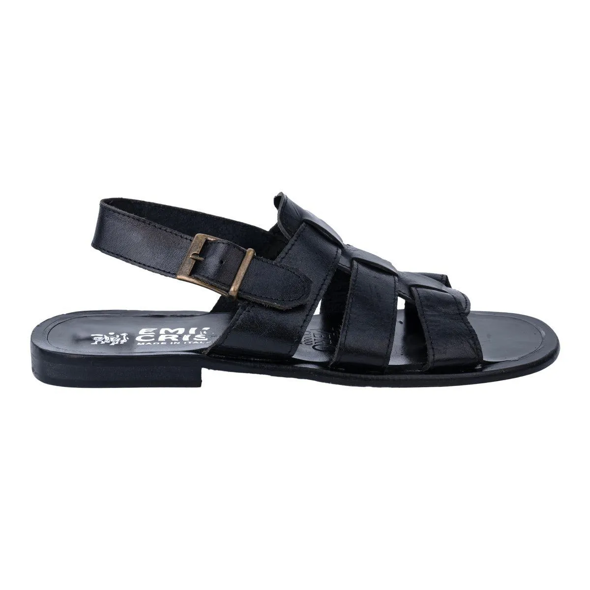 Emil Cris Strap Dress Sandals Leather Black Colour For Men