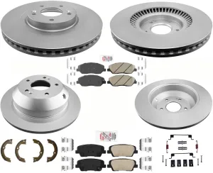 F&R GEO Coated Disc Brake Rotors Pads Parking Shoes For 13-16 Hyundai Santa Fe