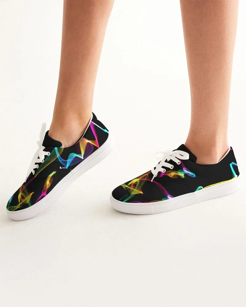 Fashion Sneakers for Girls. Casual lace-Up Low Tops Canvas Shoes for Women. WickedYo