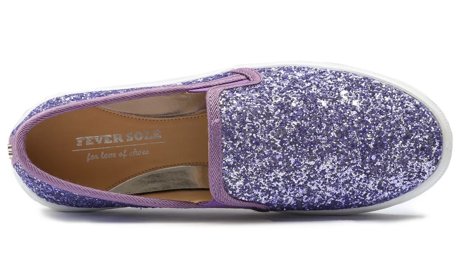 Feversole Women's Glitter Lavender Slip On Sneaker Casual Flat Loafers