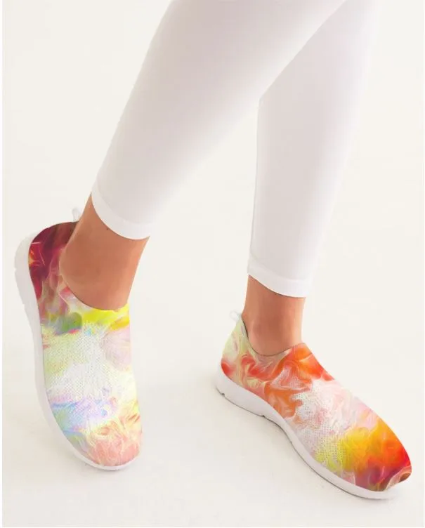 Fly-knit Slip-on Sneakers- Tie Dye Design. Casual Comfy Keds for Women. WickedYo