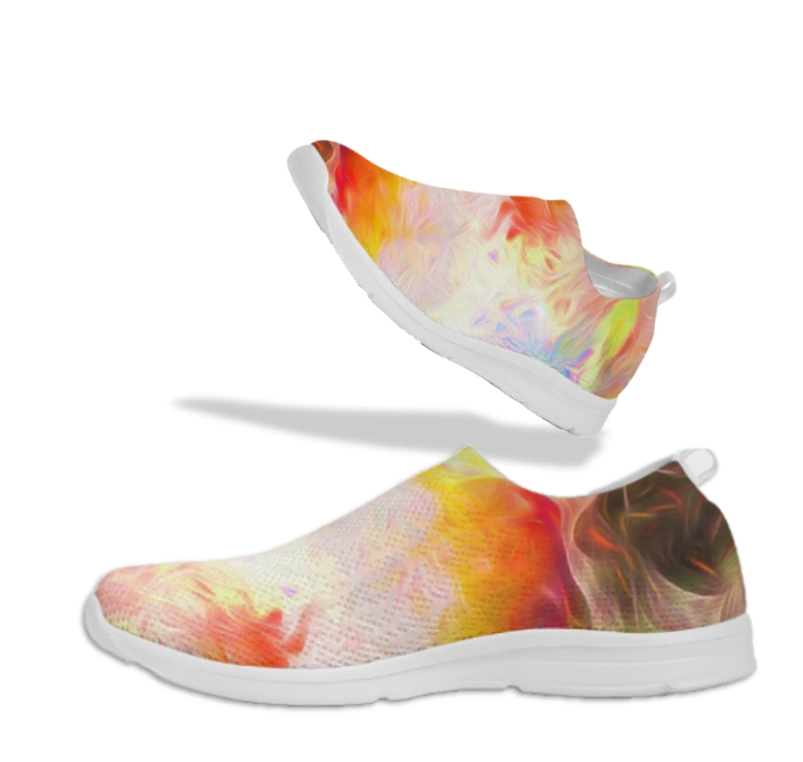 Fly-knit Slip-on Sneakers- Tie Dye Design. Casual Comfy Keds for Women. WickedYo