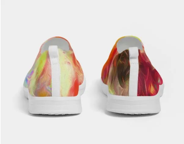 Fly-knit Slip-on Sneakers- Tie Dye Design. Casual Comfy Keds for Women. WickedYo