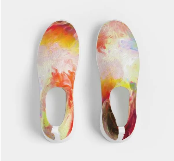 Fly-knit Slip-on Sneakers- Tie Dye Design. Casual Comfy Keds for Women. WickedYo