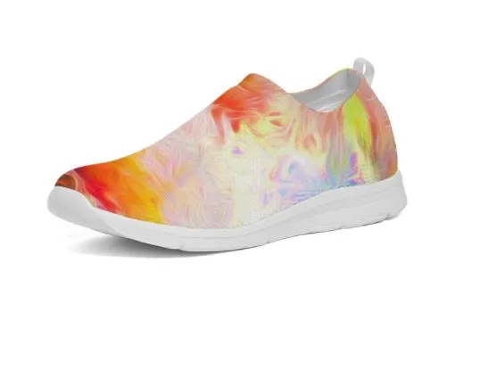 Fly-knit Slip-on Sneakers- Tie Dye Design. Casual Comfy Keds for Women. WickedYo