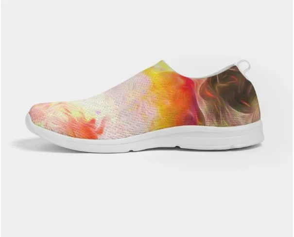 Fly-knit Slip-on Sneakers- Tie Dye Design. Casual Comfy Keds for Women. WickedYo