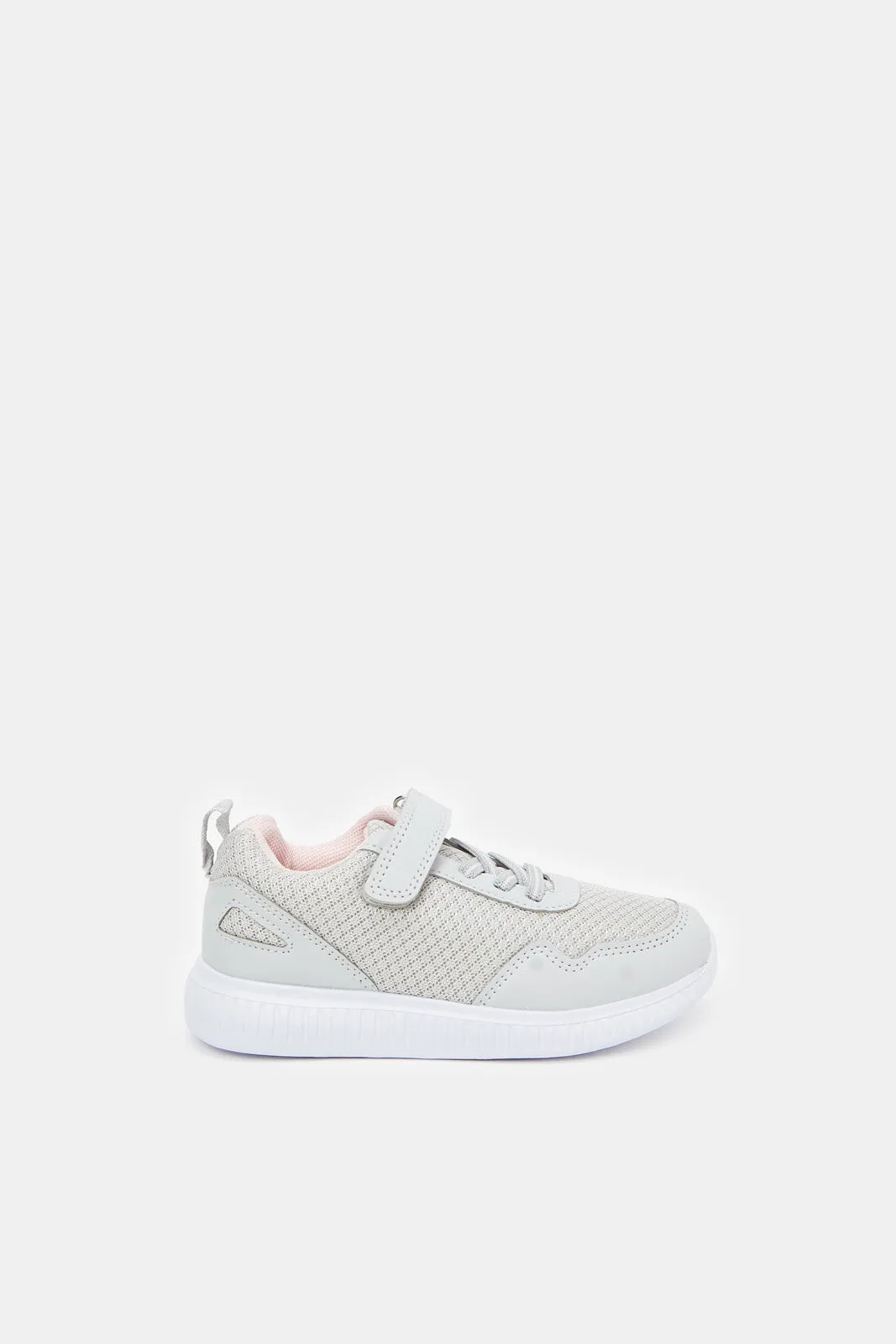 Girls Grey Velcro Strap Trainer