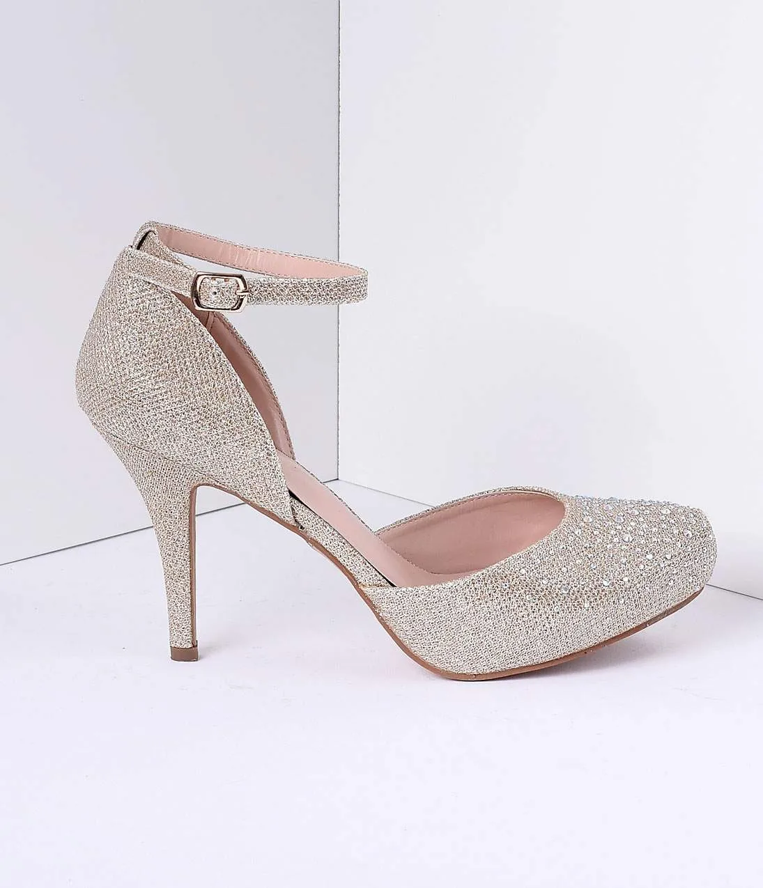 Gold Metallic Rhinestone d'Orsay Covet Heels