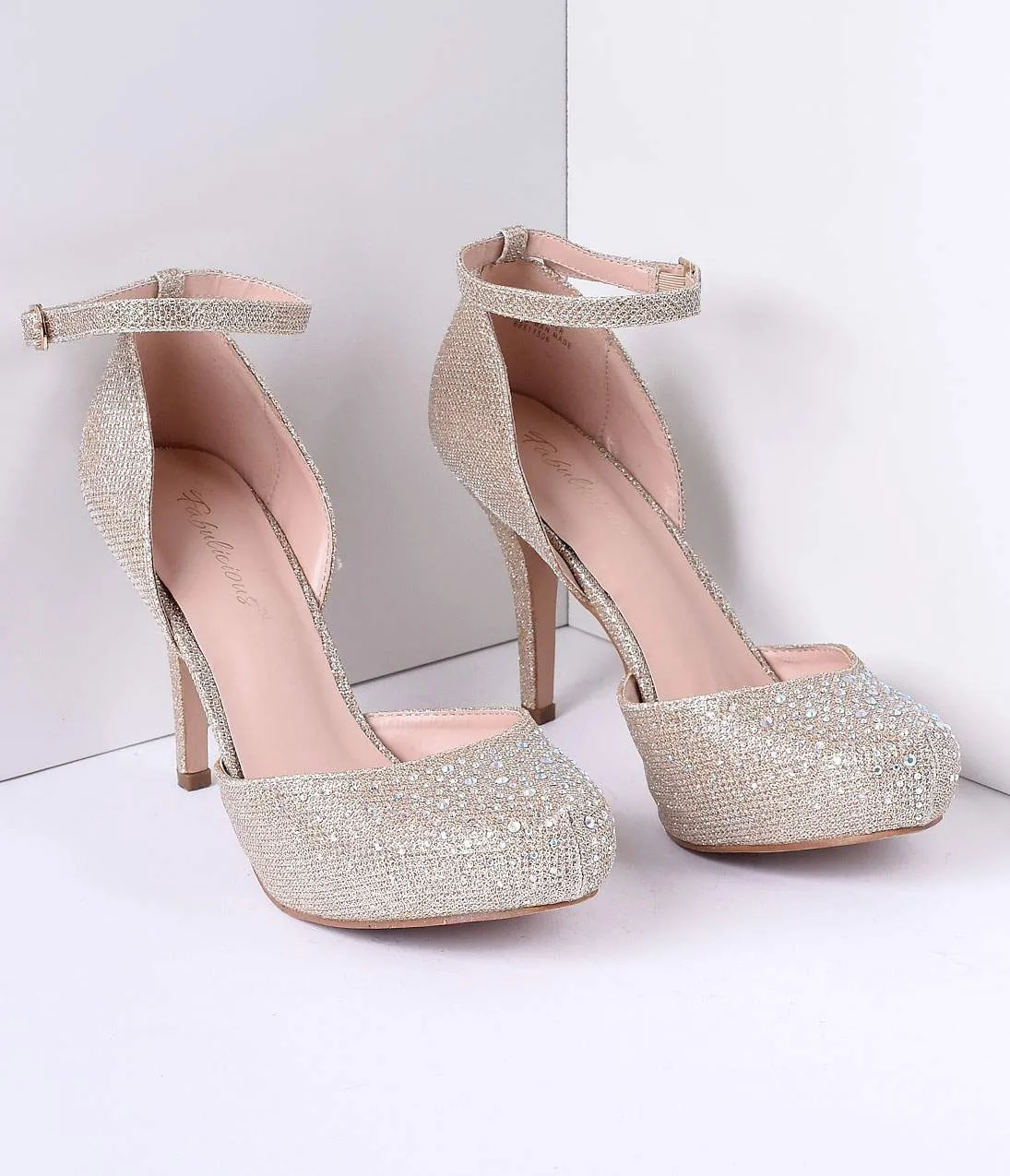 Gold Metallic Rhinestone d'Orsay Covet Heels