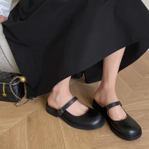 Handmade Leather Slingback Mary jane Mules in Black