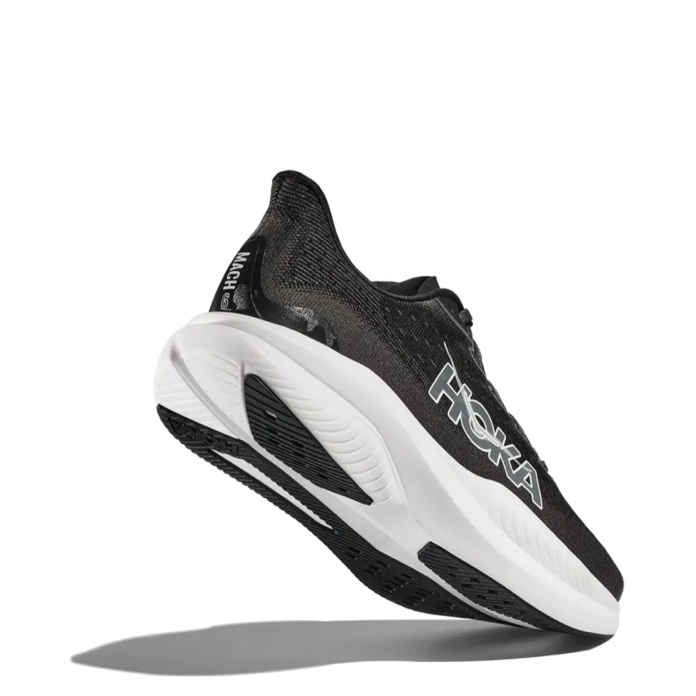 Hoka Men's Mach 6 Sneaker in Black/White