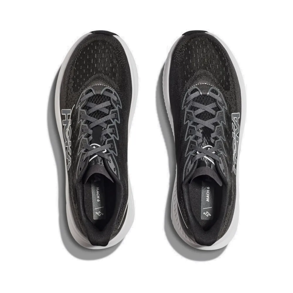 Hoka Men's Mach 6 Sneaker in Black/White