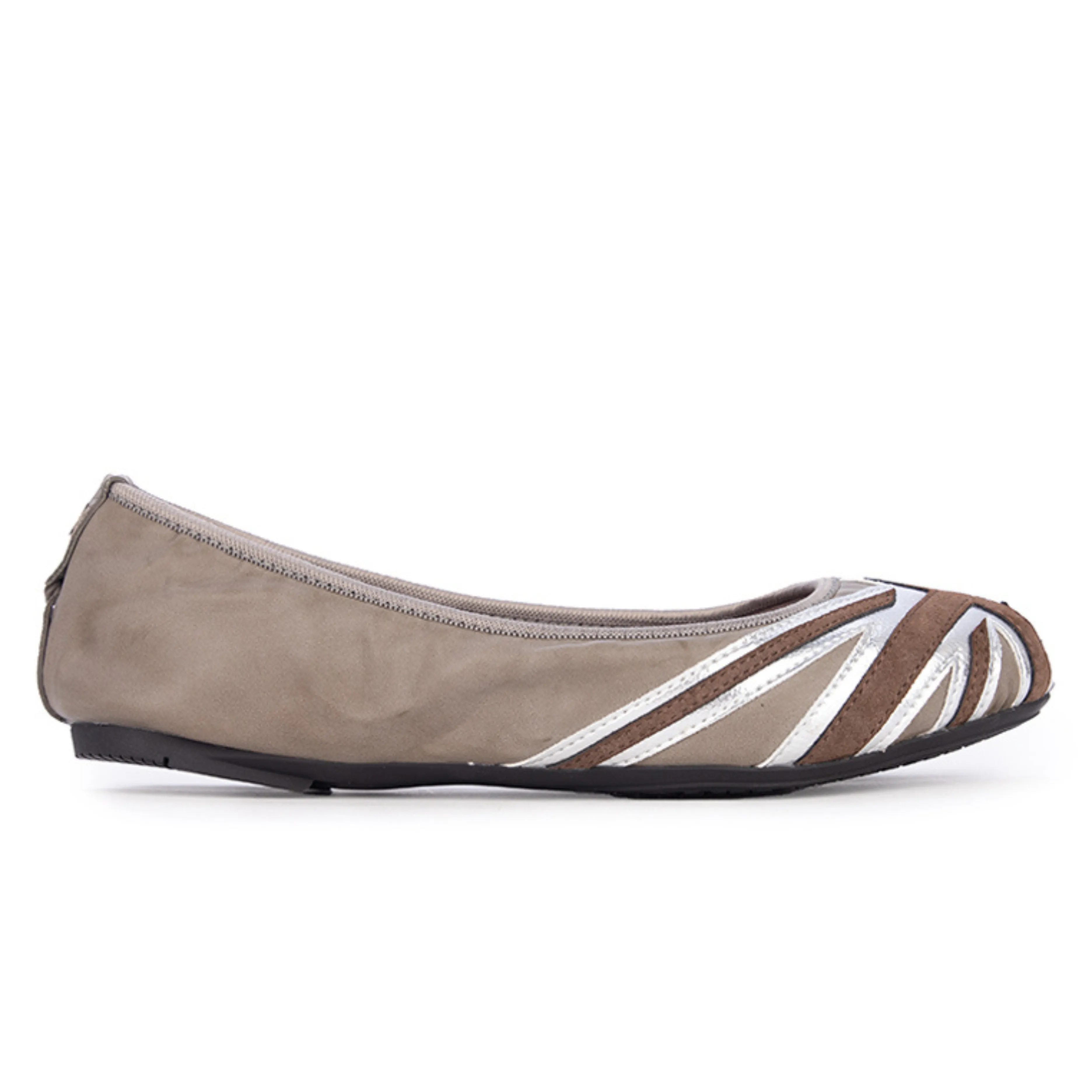 JACQUI Ballet Flat Shoes - Grey/Taupe/Silver