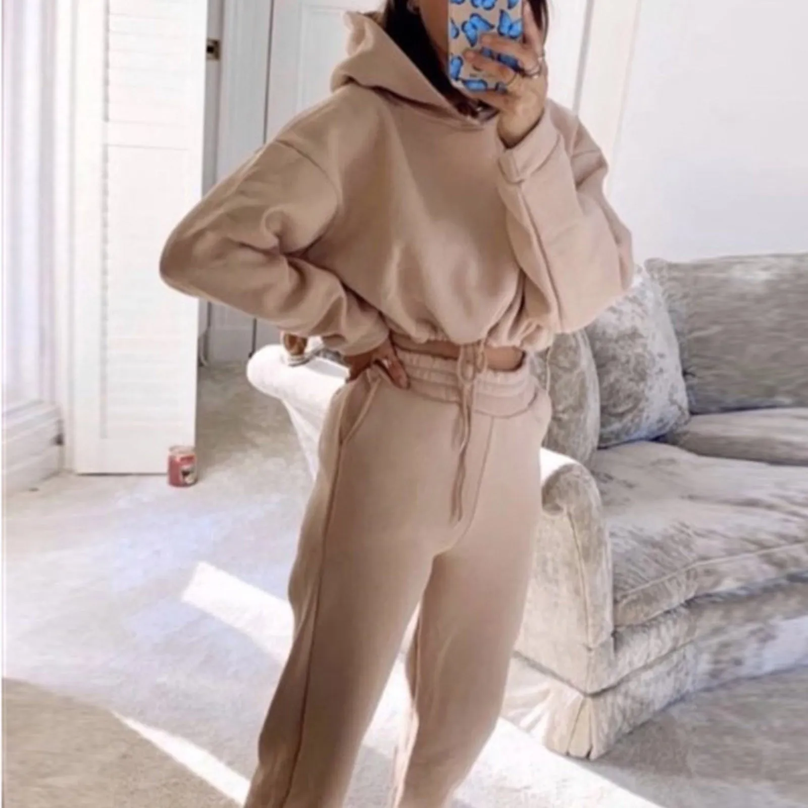 Jogging Suits For Women 2 Piece Sweat suits Tracksuits Sexy Long Sleeve Hoodie Casual Fitness Sportswear | Brodtica.com