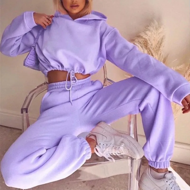 Jogging Suits For Women 2 Piece Sweat suits Tracksuits Sexy Long Sleeve Hoodie Casual Fitness Sportswear | Brodtica.com