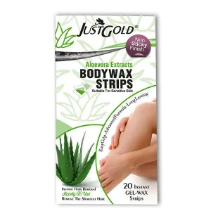 JUST GOLD BODY WAX STRIPS ALOEVERA  EXTRACTS 20 STRIPS SMALL