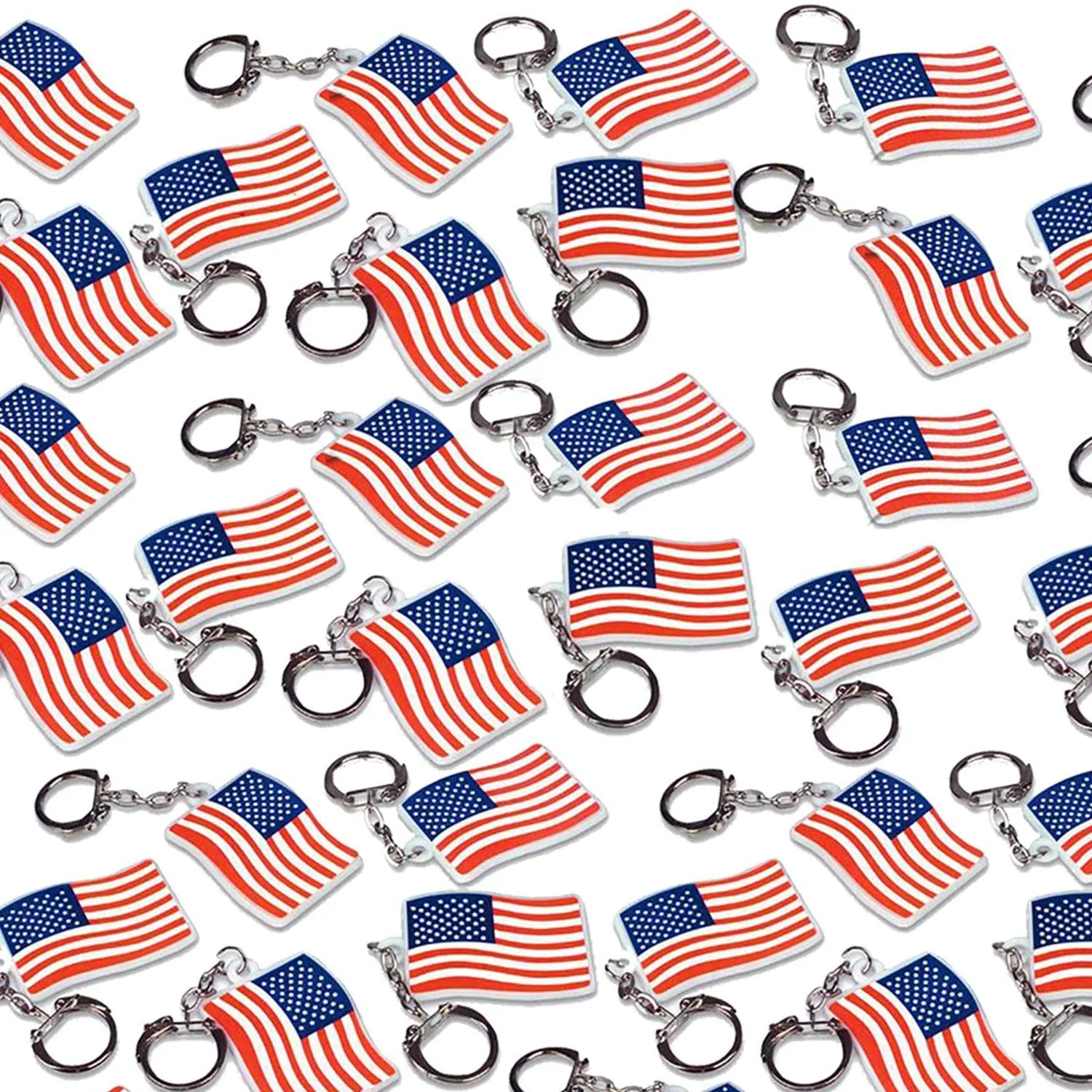 Kicko USA American Flag Keychains with White Stars and Stripes Flag, Hand Bag Accessories