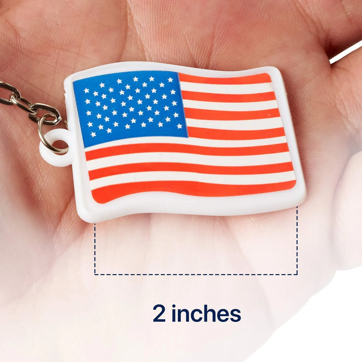 Kicko USA American Flag Keychains with White Stars and Stripes Flag, Hand Bag Accessories