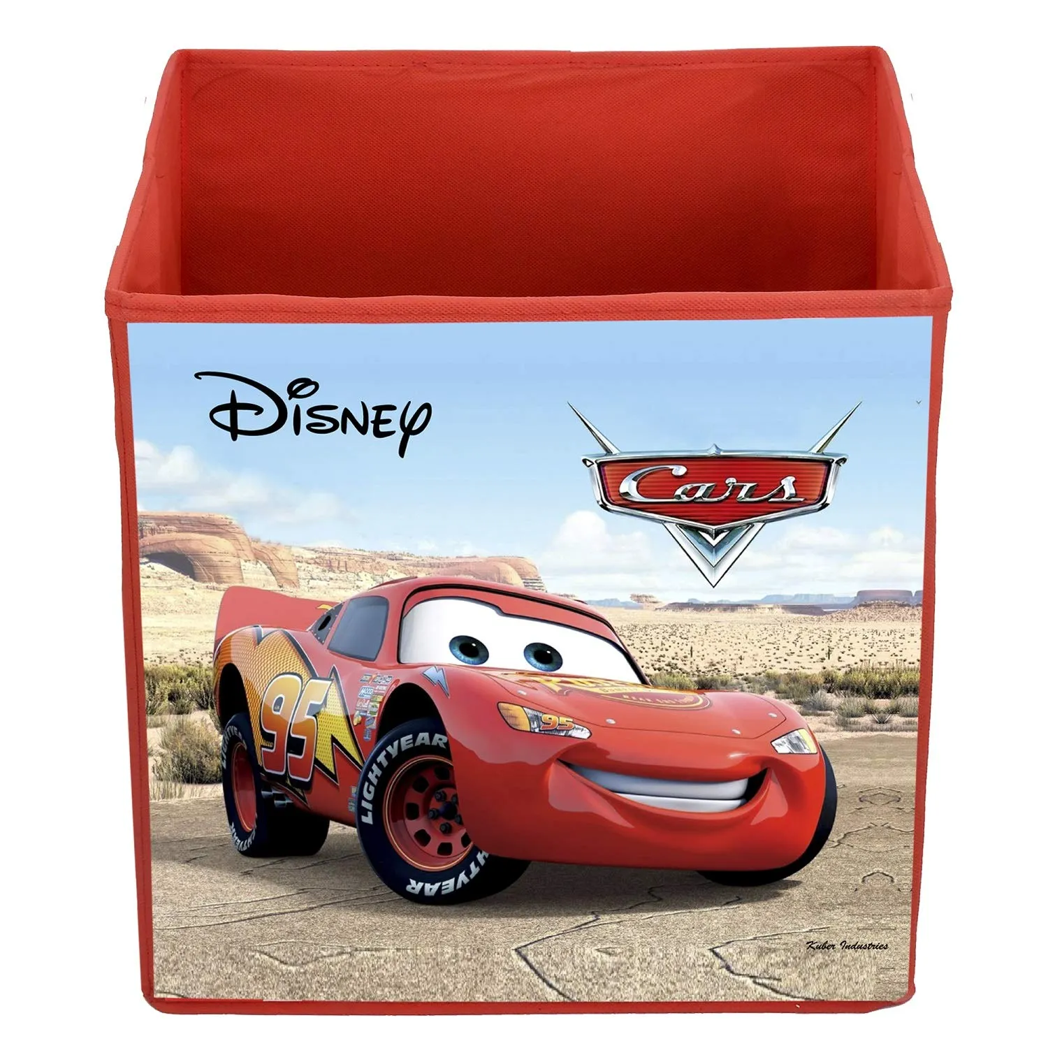 Kuber Industries Disney Cars Print Non Woven Fabric 6 Pieces Foldable Large Size Storage Cube Toy, Books, Shoes Storage Box with Handle (Brown)