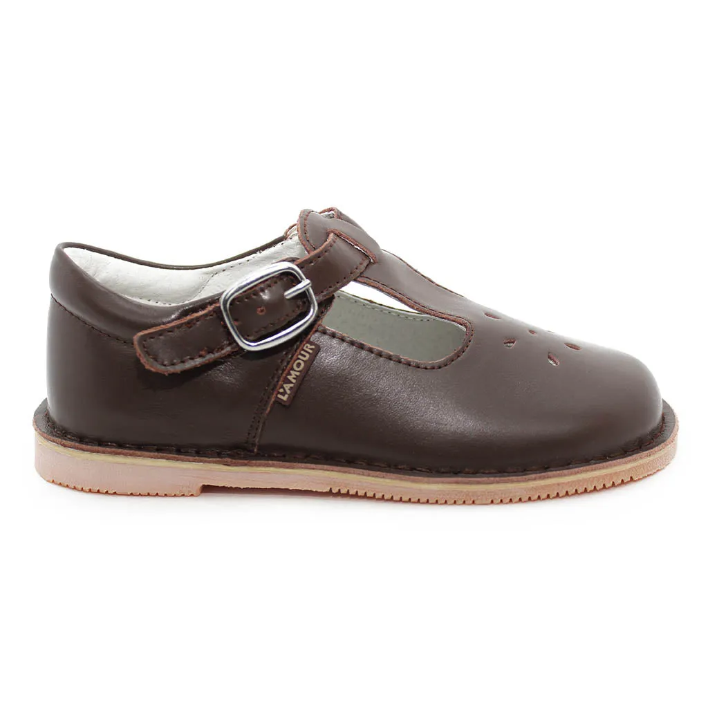 L’ Amour School Uniform Shoe Brown Walker Toddler Kids Girl-Kids Shoes