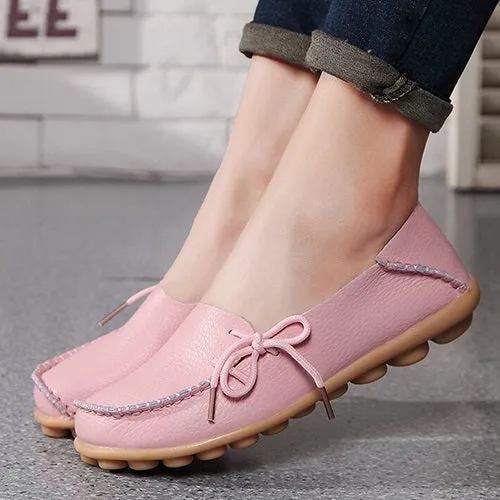 Large size leather Women shoes flats mother shoes girls lace-up fashion casual shoes comfortable breathable women flats SDC179