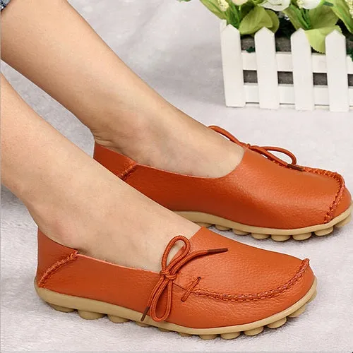 Large size leather Women shoes flats mother shoes girls lace-up fashion casual shoes comfortable breathable women flats SDC179