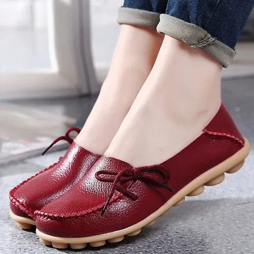 Large size leather Women shoes flats mother shoes girls lace-up fashion casual shoes comfortable breathable women flats SDC179