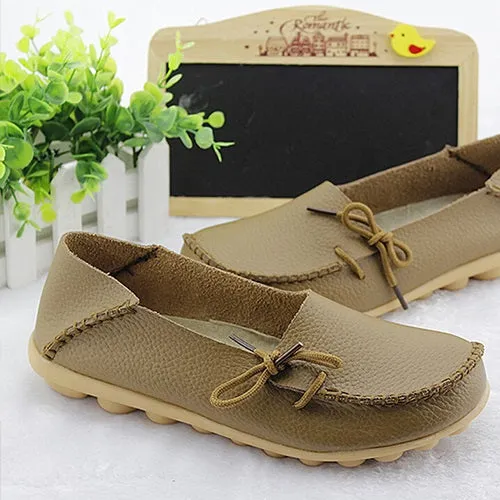 Large size leather Women shoes flats mother shoes girls lace-up fashion casual shoes comfortable breathable women flats SDC179