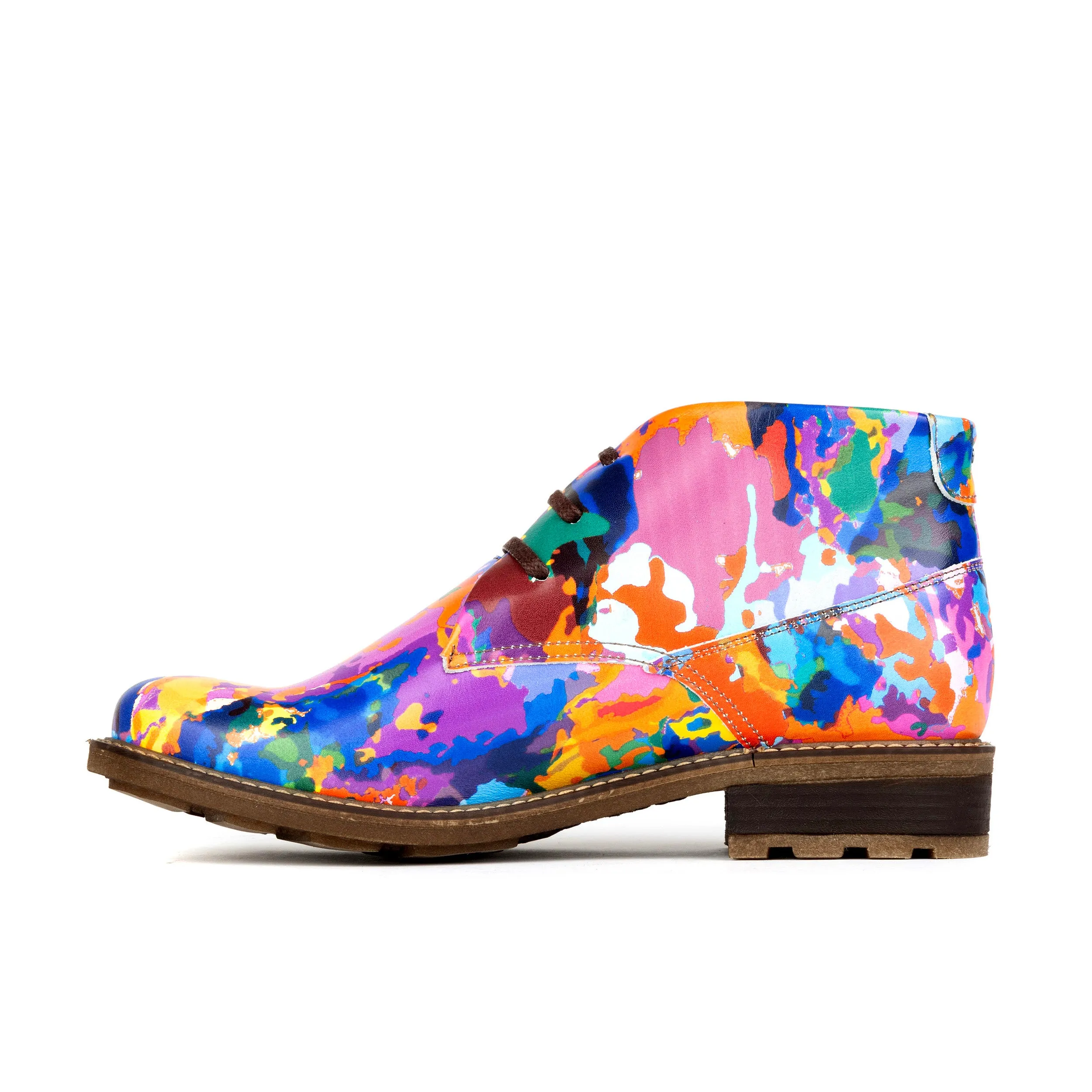 Laviva - Summer Multi - Women's round toe wide fitted colourful leather ankle boot