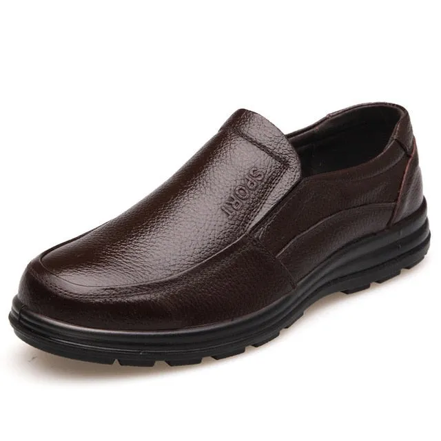 Leather Shoes Men Brand Footwear Non-slip Thick Sole Fashion